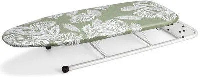 Produktbild von Famanu Tisch-Bügelbrett kompakt mit Bügeleisenablage - hitzebeständige Baumwollbezug, 32x82 cm