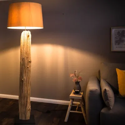 Produktbild von cagü: Unikat XL Stehlampe SUMATRA Beige aus Treibholz handgefertigt 177cm Höhe