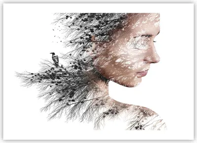 Produktbild von Poster - Poster ohne Rahmen - Frau doppelt Belichtung - 70x50 cm - Wand Bild - Wanddeko - Wandbilder - Kunstposter - Wandposter - Bilder - Kunstdruck - Wanddekoration - Wandbild - P2XAA70x50-4338