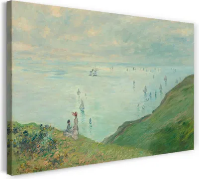 Produktbild von Leinwandbild (100x70cm): Claude Monet - Klippen bei Pourville (1882), echter Holz-Keilrahmen inkl. Aufhänger, handgefertigt in Deutschland