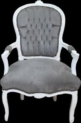 Produktbild von Casa Padrino Barock Salon Stuhl Grau / Weiss - Möbel Barockmöbel