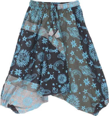 Produktbild von Kinder Haremshose, Pluderhose, Haremshose, Aladinhose - Schwarz/grau, Kinder/Baby, Baumwolle, Größe: XL (128/134)