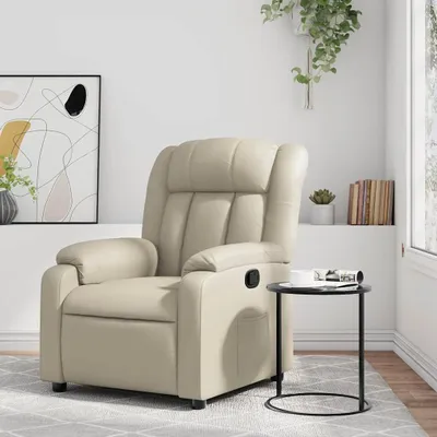 Produktbild von Sessel - Fernsehsessel - Lounge-Sessel - Liegesessel - Kunstleder in Creme-Farbe - Manuelles Neigesystem bis 135°
