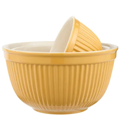 Produktbild von 3er Set Schalen, Schüsseln MYNTE Mustard gelb D. 25,5cm Steingut Ib Laursen