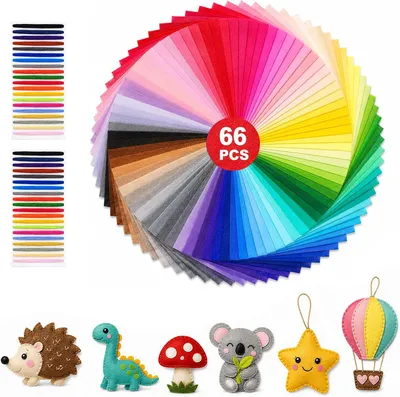 Obrázok produktu pre Výtvarná filcová plocha, 66 farieb, 20 x 30 cm, hrúbka 1 mm, vhodná na kreatívne projekty