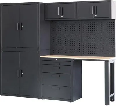 Produktbild von Modulares Werkstattsystem, 8-teilig, matt schwarz