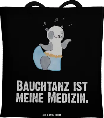Produktbild von Mr. & Mrs. Panda Tote Bag Panda Bauchtanz - Schwarz - Geschenk, Laptoptasche, Tasche, dokumententasche, Shopping, Orientalischer Tanz, Einkaufstasche, Tanzen