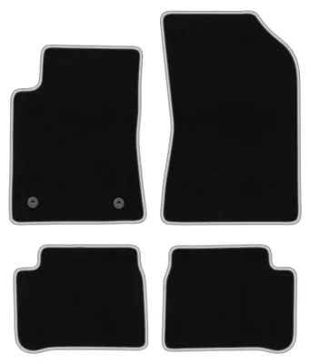 Produktbild von Velours-Fußmatten für Citroen C3 III 2017- (Schrägheck) – 4-tlg, Schwarz/Silber, passgenau – Wielganizator CARLUX