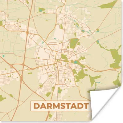 Produktbild von MuchoWow® Poster Darmstadt - Stadtplan - Vintage - Karte 100x100 cm - Babyzimmer
