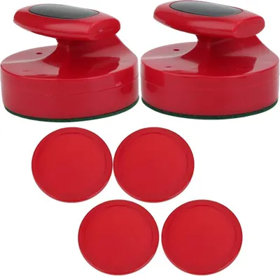 Produktbild von Airhockey-Schlägerset - 94 mm Airhockey-Schläger Set 2 Stück - Große Airhockey-Spielschläger mit 4 Pucks