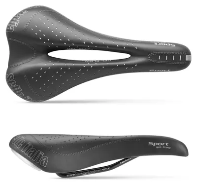 Zdjęcie produktu dla Selle Italia Sport Gel Flow, Siodełko rowerowe, Wyścigi szosowe, Unisex, Czarny, Monochromatyczny, Mikrofibra