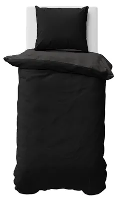 Produktbild von Biber Bettwäsche 135x200 cm 100% Baumwolle Feinbiber Uni Einfarbig Bettbezug Wendeseite Schwarz Anthrazit 2 teilig