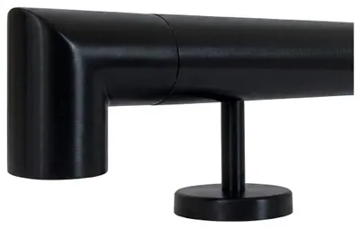 Produktbild von TIBU Handlauf Edelstahl Geländer Ø42,4 Schwarz 30-600 cm Wandhandlauf Treppe gerade Edelstahlhalter, Variante Länge 160 cm mit 2 Halter und Ecke zur Wand