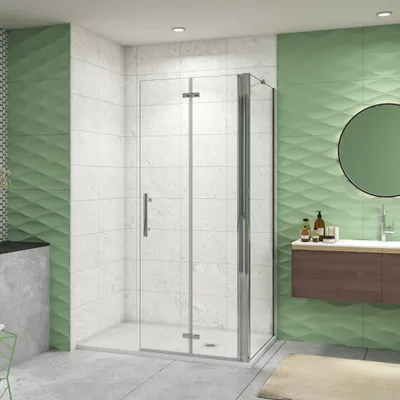 Produktbild von 110x90x195cm Drehtür & Falttür(Walk in) Schwingtür Eckeinstieg Seitenwand Dusche Duschabtrennung