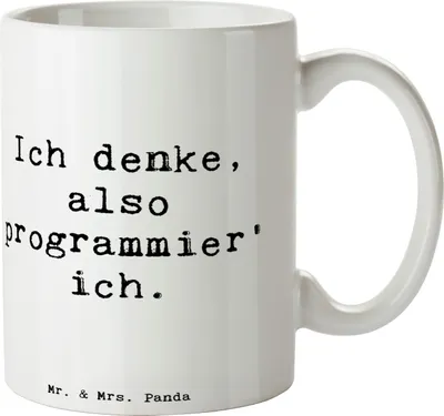 Produktbild von Mr. & Mrs. Panda Kaffeetasse Spruch Denker Softwareentwickler - Weiß - Geschenk, IT-Berufe, Beruf, Developer, kreative Geschenke, Kreativität, schöne tasse, Programmierer