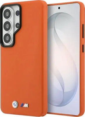 Obrázok produktu pre Púzdro BMW M s kovovým logom a magnetickou úpravou MagSafe pre telefón Samsung Galaxy S26 Ultra, farba: oranžová (BMHMS26L25PFWKCKO)