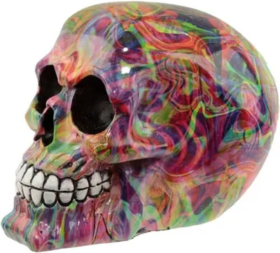 Productafbeelding van Marble Effect Skull Ornament - Home Decoration - Rainbow Marble Skull - Ornaments - Resin - Home Accessories - Living Room Accessories