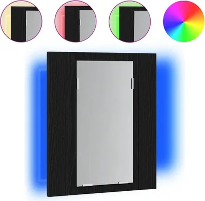 Produktbild von vidaXL LED Badezimmerspiegelschrank Eiche Schwarz 40x12x45 cm Holzwerkstoff