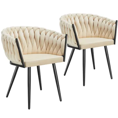 Obrázek produktu pro tectake® Set jídelní židle Astano čalouněná, se sametovým potahem, pletený vzor 60,5 x 55 x 75 cm