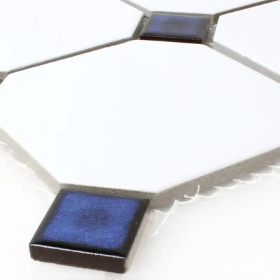 Produktbild von Keramik Mosaikfliesen Octagon Belami Weiß Blau