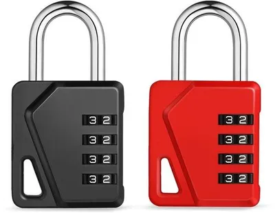 Immagine prodotto di Lucchetto a combinazione, a 4 cifre, resistente alle intemperie, nero/rosso, per armadietti, capanni, cancelli