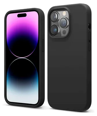 Two views of a black smartphone case, one showing the front with the phone screen and the other showing the back with the camera array.