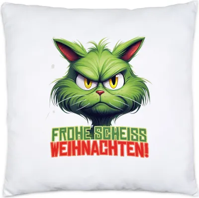 Produktbild von Frohe Scheiss Weihnachten Kissen Inkl. Füllung Katzenbesitzer Sarkasmus Geschenk