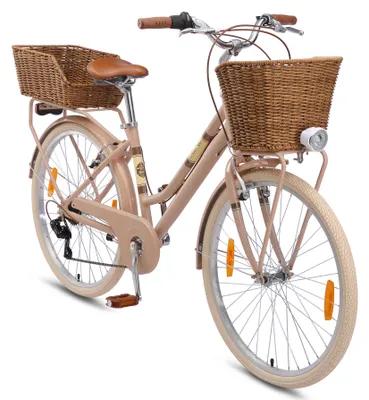 Produktbild von BIKESTAR City Stadt Fahrrad 26 Zoll | 16 Zoll Rahmen, 7 Gang Shimano Damen Holland Rad Retro Bike, V-Bremse, Gepäckträger | Braun