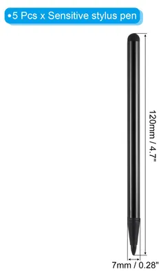 Produktbild von 5 Stš¹ck 2-in-1-Handy-Touchscreen-Stift, Resistiver Eingabestift, Aluminiumlegierung mit Widerstand, kapazitive Spitzen, universell, Schwarz