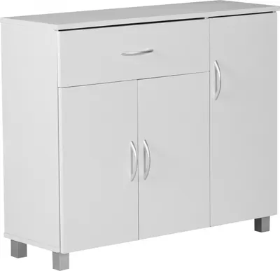 Produktbild von WOHNLING Design Sideboard SETE 90 x 75 x 30 cm Weiß Schränkchen Moderne Schlafzimmer Kommode Anrichte Esszimmer Schmaler Schuhschrank mit Schublade