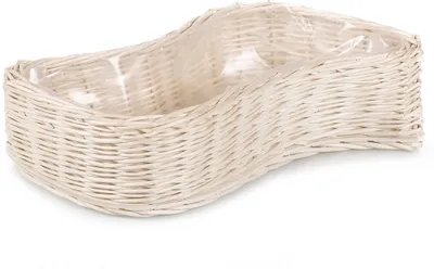 Produktbild von JIPRO® Weidenkorb zum Arrangieren gelbeicht in Schiffsform Rozmaring IV. - Blumenkasten - B 44 x T 22 x H 10(cm)