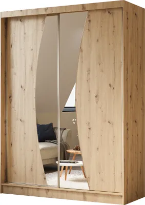 Image de Armoire Vex de 160 cm avec miroir, 2 portes coulissantes (couleur : artisan)