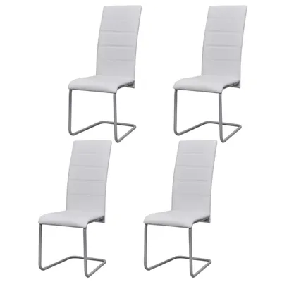 Image de vidaXL Chaise cantilever 4 pcs. Blanc Similicuir