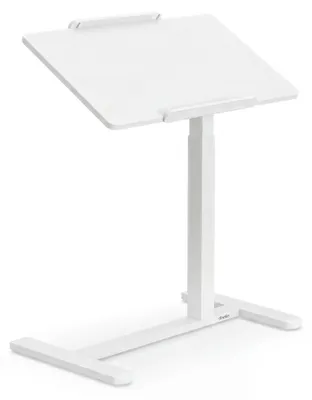 Produktbild von di volio Mobiler Schreibtisch SORINO höhenverstellbar mit Gasfeder, neigbarer Laptoptisch mit Rollen, Computertisch mit klappbarer Tischplatte (weiß)