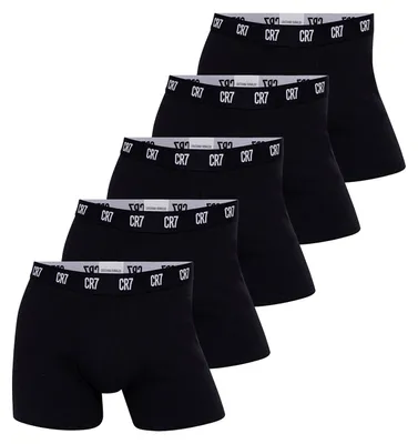 Zdjęcie produktu dla Bokserki męskie CR7, zestaw 5 sztuk - kąpielówki, torba podróżna, bawełna elastyczna, logo w pasie, czarne 2XL