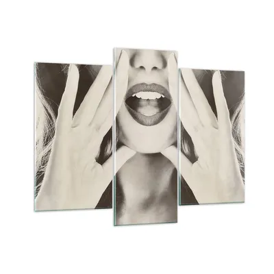 Produktbild von Bilder auf glas - 3 Teile - Frau Mund Geheimnis - 130x100cm - Glasbilder - Wandbilder - Bilder - zum Aufhängen bereit - Wanddekoration aus Glas - Glas Bilder - Wandbild auf Glas - GCB130x100-4920
