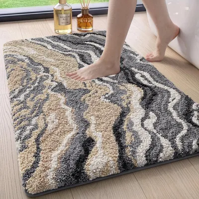 Produktbild von Badezimmerteppich, 60 x 110 cm, mit rutschfester Unterseite, wasserabsorbierend und maschinenwaschbar