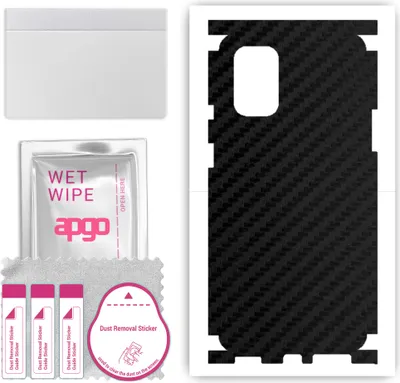 Produktbild von apgo Rückseite + Seiten Schutzfolie, Skin, kompatibel mit OnePlus 8T, Hinten Displayschutzfolie aus Vinylfolie, kratzfest, einfache Montage - Schwarzer Kohlenstoff