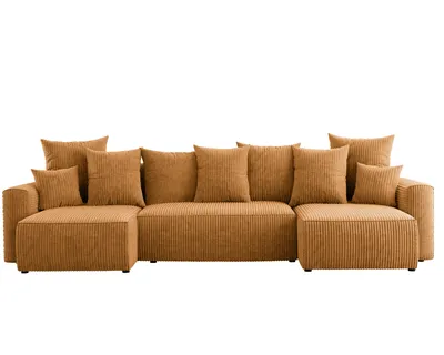 Produktbild von U-Form Sofa ANTONIO DENVER - 312x142x73cm, Wohnzimmersofa mit Schlaffunktion & Bettkästen - Eckarniutur, Couch U-form, Bezug - Sennfarbe