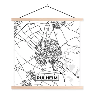 Produktbild von MuchoWow® Textilposter Karte - Stadtplan - Pulheim - Karte 60x60 cm mit holzfarbenen Rahmen - Wanddekoration