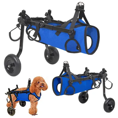 Produktbild von Hunderollstuhl für Hinterbeine, verstellbarer Haustierrollstuhl, mit stoßdämpfenden Rädern, für behinderte, gelähmte, verletzte Hunde bis 4-7KG