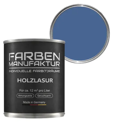 Produktbild von Farben Manufaktur Holzlasur – Fernblau ca. RAL 5023 – nicht deckend – 2 L