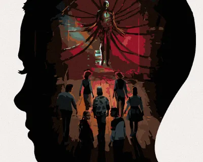 Obrázok produktu pre Zuty - Maľovanie podľa čísel - STRANGER THINGS - JEDENÁSTKA - HORE NOHAMI, 40x50 cm, vypnuté plátno na rám