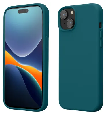 Produktbild von kwmobile Handyhülle für iPhone 15 Hülle, für iPhone 15 Case - Hülle Silikon - kabelloses Laden - Petrol matt