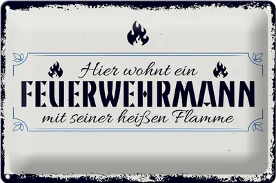 Produktbild von Blechschild Spruch 30x20cm Hier wohnt ein Feuerwehrmann