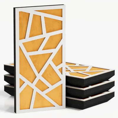 Obrázok produktu pre Sada 10 kusov úzkych akustických panelov SKYROSS-F, materiál: zamat, rozmer: 50 x 25 cm, farba: biela/žltá
