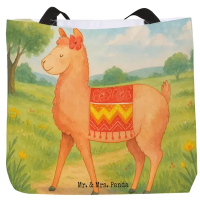 Produktbild von Mr. & Mrs. Panda Beutel Alpaka Stolz Design - Weiß - Geschenk, Einkaufstasche, Reisetasche, Tasche, Tote Bag, Stoffbeutel