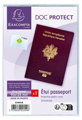Zdjęcie produktu dla Exacompta 5399UE Okładka ochronna na paszport 90x125mm gładka PVC 2-częściowa
