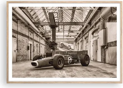 Produktbild von Gerahmtes Poster - Rahmen in heller Eiche - Formel 1 Rennen Retro - 100x70 cm - Wand Bild - Wanddeko - Wandbilder - Kunstposter - Wandposter - Bilderrahmen - Bilder - Kunstdruck - P2NAA100x70-4918