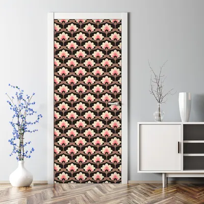 Produktbild von Dekorative Türposter selbstklebend Klebefolie Wandaufkleber Türaufkleber floral rosa braun 85 x 200 cm